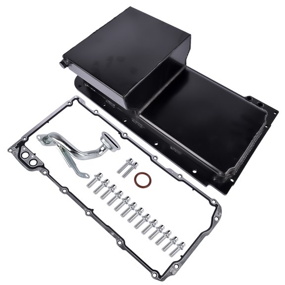 GELUOXI New Black Front Sump Oil Pan Kit Aluminum for Chevy Small Block LS LS1 LS2 LS3 LS6 4.8 5.3 5.7 6.0 6.2L 81004-BK-F