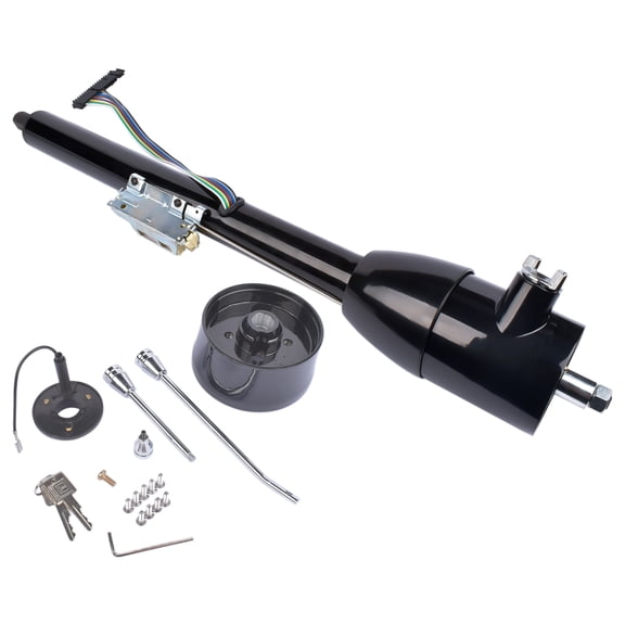 GELUOXI Pickup Truck Tilt Keyed Steering Column 28" Black Floor Shift w/ 9 Bolt Adapter