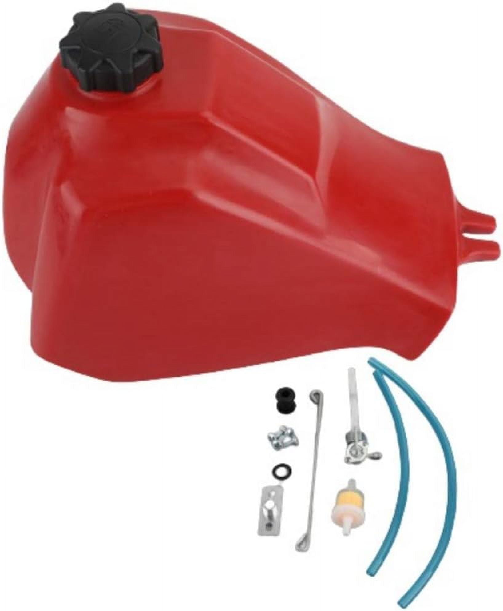 GELUOXI Red Gas Fuel Tank Kit with Switch Valve Petcock \u0026 Cap Fit for Honda ATC185/S ATC200S ATC200E