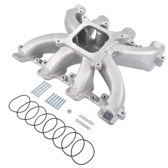 GELUOXI Single Plane Carb Intake Manifold 300-132 For LS1 LS2 LS6 V8 5.7L 350 2500-7000 Silver 1Pc