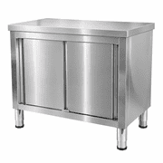 GELUOXI Stainless Steel Work Table with Cabinet 31.5"x19.6",Commercial Kitchen Workbench with Sliding Doors for Prep Work, Heavy Duty Prep Table for Restaurant,Garage,Warehouse