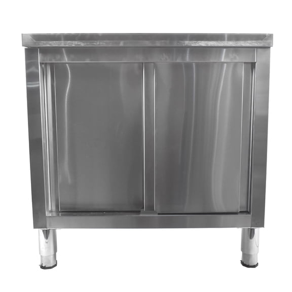 GELUOXI Stainless Steel Work Table with Cabinet 47.2"x23.6",Commercial Kitchen Workbench with Sliding Doors for Prep Work, Heavy Duty Prep Table for Restaurant,Garage,Warehouse