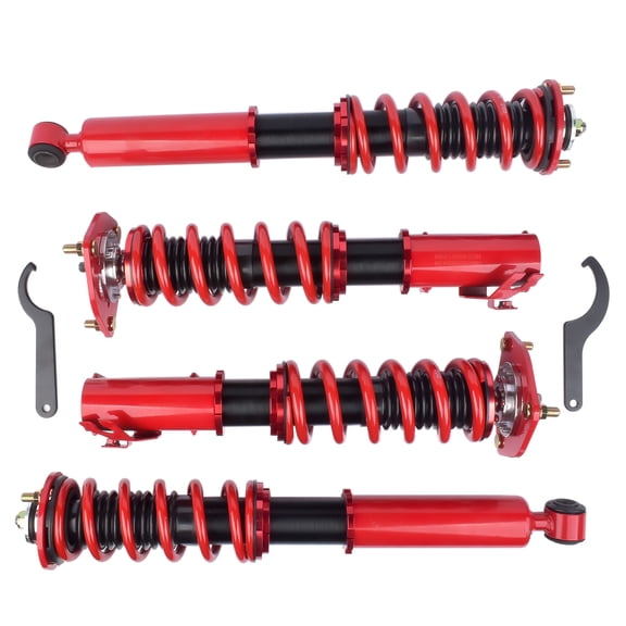 GELUOXI Suspension Shock Absorber and Coil Spring Assembly for Nissan 240SX Coupe 1989-1994 Red 4Pcs