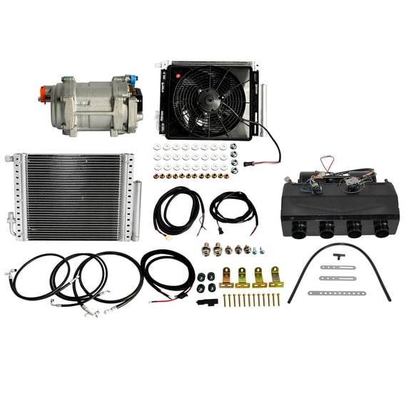 GELUOXI Universal Auto Car Air Conditioner Electric Underdash A/C Unit Kit Compressor Cooling 12V