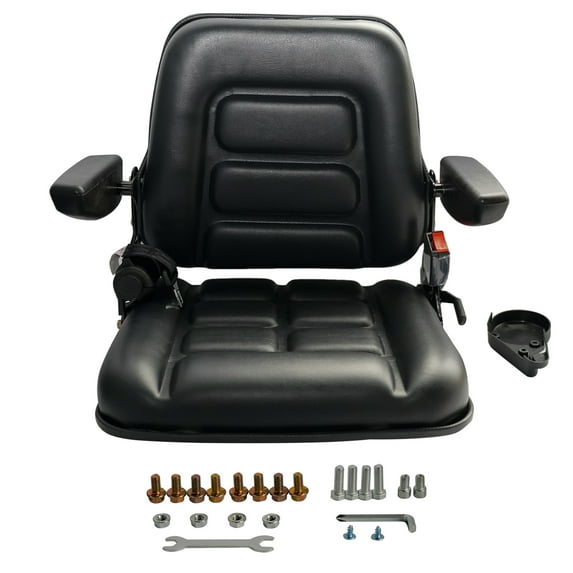 GELUOXI Universal Folding Seat Tractor Forklift w/ 180° Adjustable Backrest Angle Black