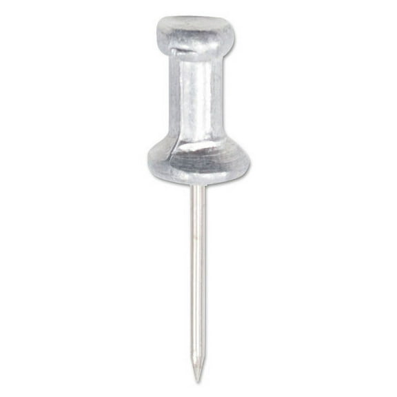 GEM Aluminum Head Push Pins, Aluminum, Silver, 0.63", 100/Box, Each