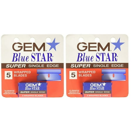 GEM Blue Star Super Single Edge, 5 Ct. (Pack of 2) + Eyebrow Ruler