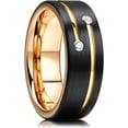 thumbnail image 1 of GEM Mens 8mm Black Polished Finish Tungsten Carbide Ring Cubic Zircon Stones Flat Style, 1 of 8