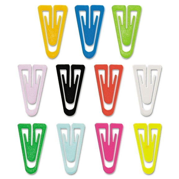 GEM Plastic Paper Clips, Medium (No. 4), Assorted Colors, 500/Box (PC0300)