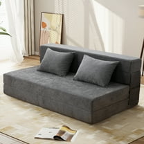 GEMBED Folding Sofa Bed Convertible Sleeper Chair with Pillow Foam Floor Mattress for Living Room/Dorm/Guest/Office, Queen Size, Gray