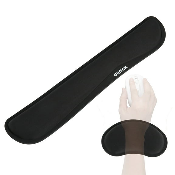 GEMEK Keyboard Wrist Rest Pad & Mouse Wrist Rest Support for Gaming Computer Laptop, Memory Foam Set for Easy Typing & Relief Getting Hand Hurt and Carpal Tunnel Syndrome Pain (Black)