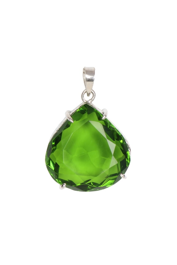 11.70 Gram Green Amethyst Gemstone Pendant, Fine 925 Sterling Silver Pear Shape Pendant