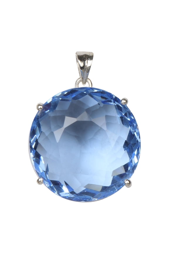 13.75 Gram Topaz Gemstone Pendant Round Shape Solid 925 Silver Pendant For Birthstone for Women