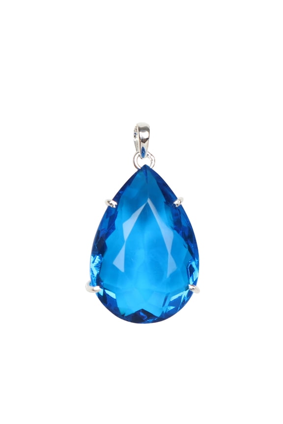 17.70 Gram Pear Shape Stunning Blue Topaz Gemstone Pendant, Handmade Fine 925 Sterling Silver