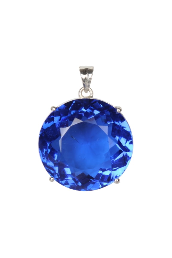 18.00 Gm Round Shape Classic Topaz Gemstone Fine Solid 925 Silver Pendant Faceted Jewelry Topaz Birthstone