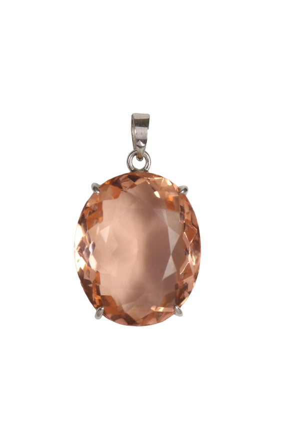 18.50 Gram Rose Quartz Gemstone Pendant Oval Shape Fine Solid 925 Silver Pendant Jewelry Birthstone for Women