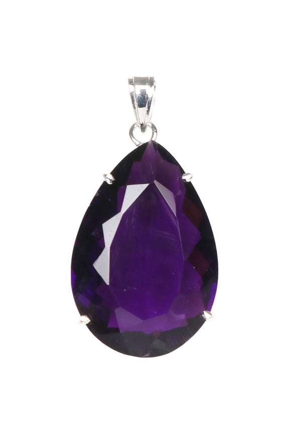 18.90 Gram Violet Amethyst Gemstone Pendant Pear Shape Solid 925 Silver Pendant Jewelry Birthstone for Women