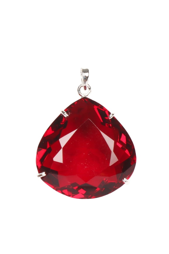 25.00 Gram Red Topaz Pear Shape Gemstone Pendant 925 Sterling Silver Jewelry For Women