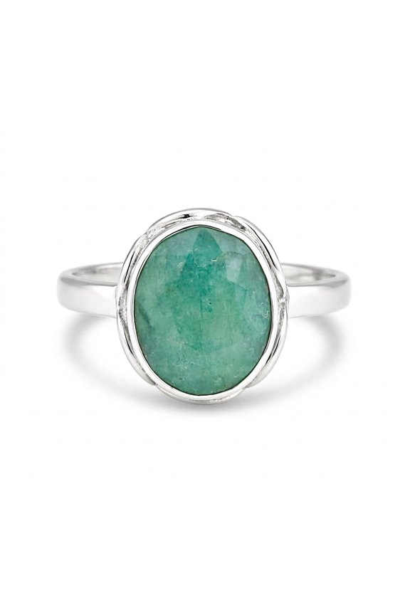 4.50 Ct. Emerald Oval Solitaire Ring 925 Sterling Silver Valentine's Day Fine Je Size 5 US