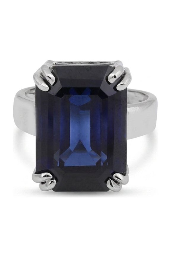 EGL Certified Sapphire Emerald Cut 4.55 Ct. Gemstone Ring 925 Sterling Silver Wo Size 9 US