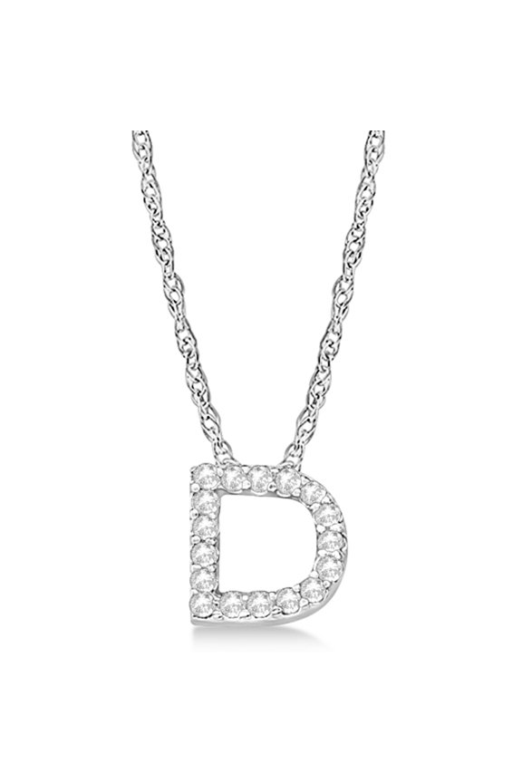 Initial Letter D Necklace, Moissanite, 925 Sterling Silver, Sterling Silver