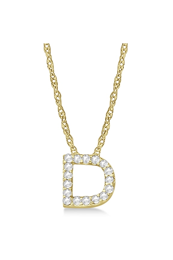 Initial Letter D Necklace, Moissanite, 925 Sterling Silver, Yellow Gold Vermeil