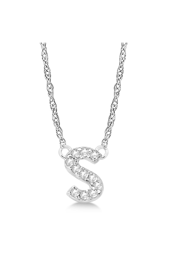 Initial Letter S Necklace, Moissanite, 925 Sterling Silver, Sterling Silver
