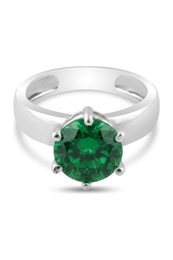 Moissanite Round Solitaire Ring 3.00 Ct. 925 Sterling Silver Engagement Fine Jew Size 9 US