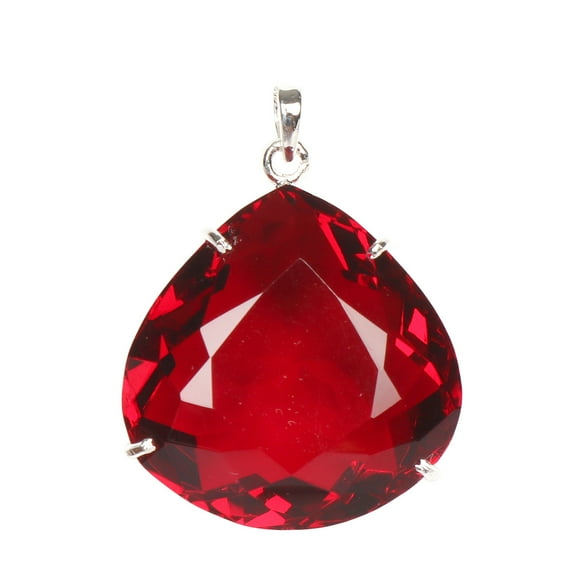 GEMHUB Pear Shape Red Topaz Gemstone 23.50 Gram Fine 925 Sterling Silver Pendant For Gift Birthstone for Women