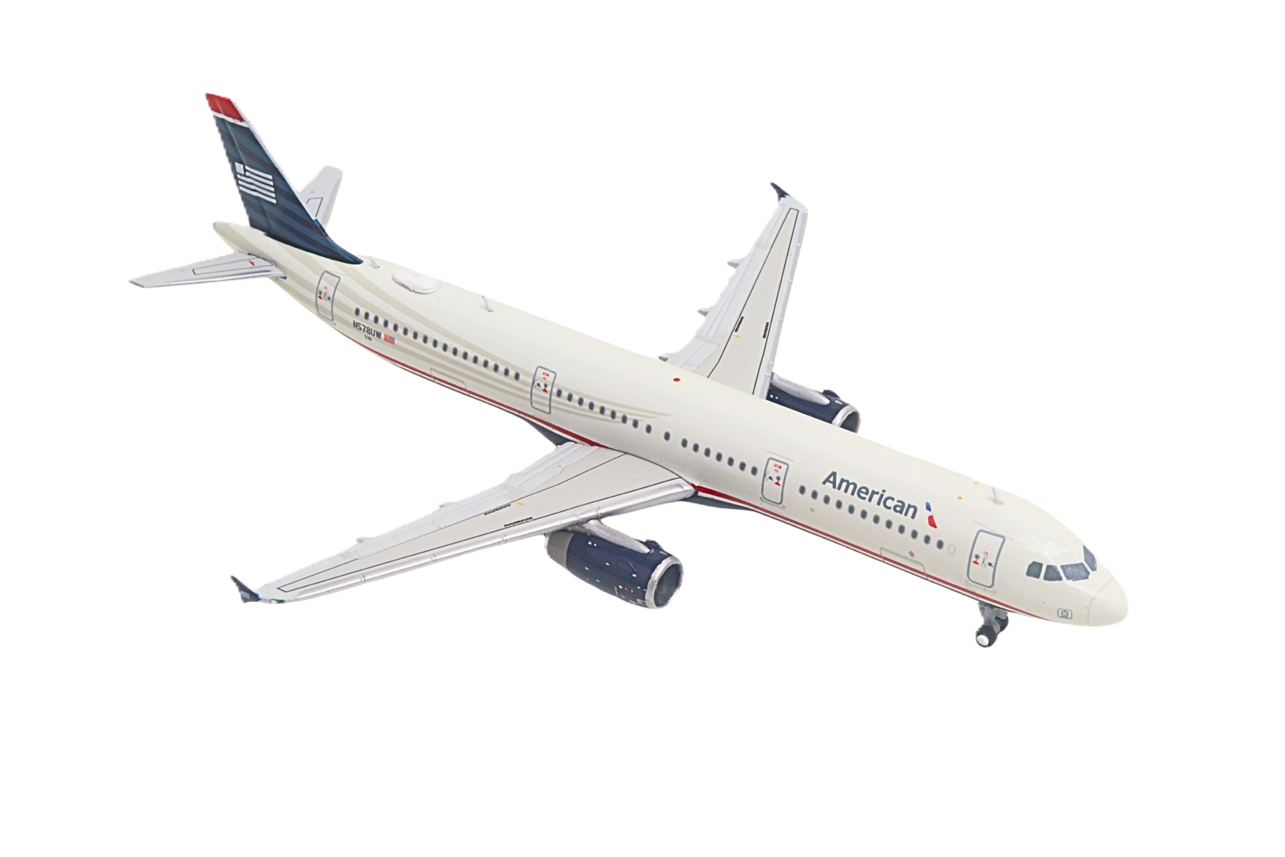 Airbus A321 Commercial Aircraft "American Airlines - US Airways Heritage Jet" (N578UW) White with Blue Tail 1/400 Diecast Model Airplane by GeminiJets