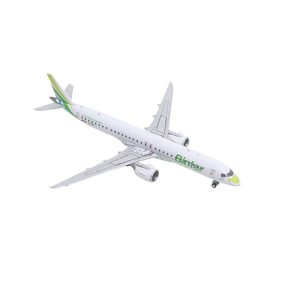 Embraer E195-E2 Commercial Aircraft "Binter Canarias" (EC-OEA) White with Green Tail Stripes 1/400 Diecast Model by GeminiJets