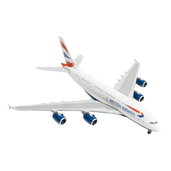 Airbus A380 Commercial Aircraft "British Airways" (G-XLEE) White with Striped Tail 1/400 Diecast Model Airplane by GeminiJets