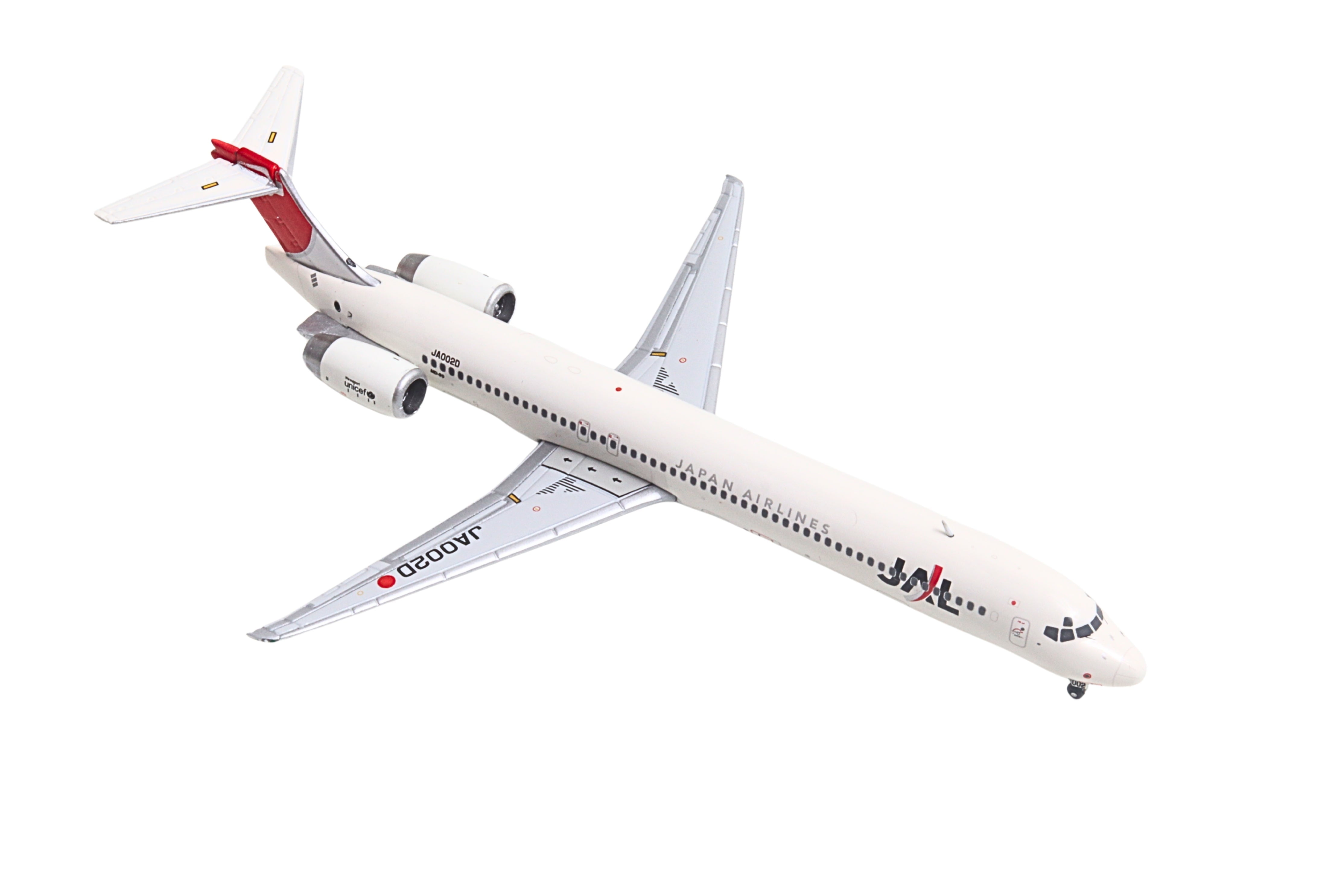 McDonnell Douglas MD-90 Commercial Aircraft "Japan Airines" (JA002D) White with Red Tail 1/400 Diecast Model by GeminiJets