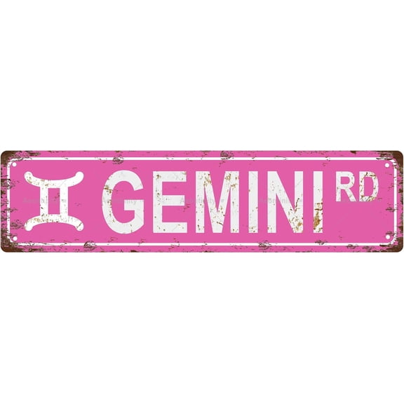 GEMINI Star Sign Zodiac Sign Vintage Metal Tin Sign, Street Sign, Home Decor, Room Decor, Wall Decor, Bathroom Decor, Bar Decor, Cafe Decor, Garage Decor, 16 x 4 Inch