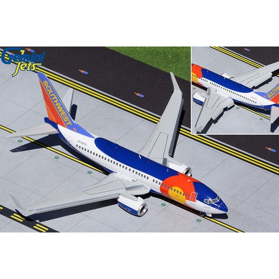 Boeing 737-700 Commercial Aircraft with Flaps Down Configuration White and Blue 1/200 Diecast Model Airplane by GeminiJets