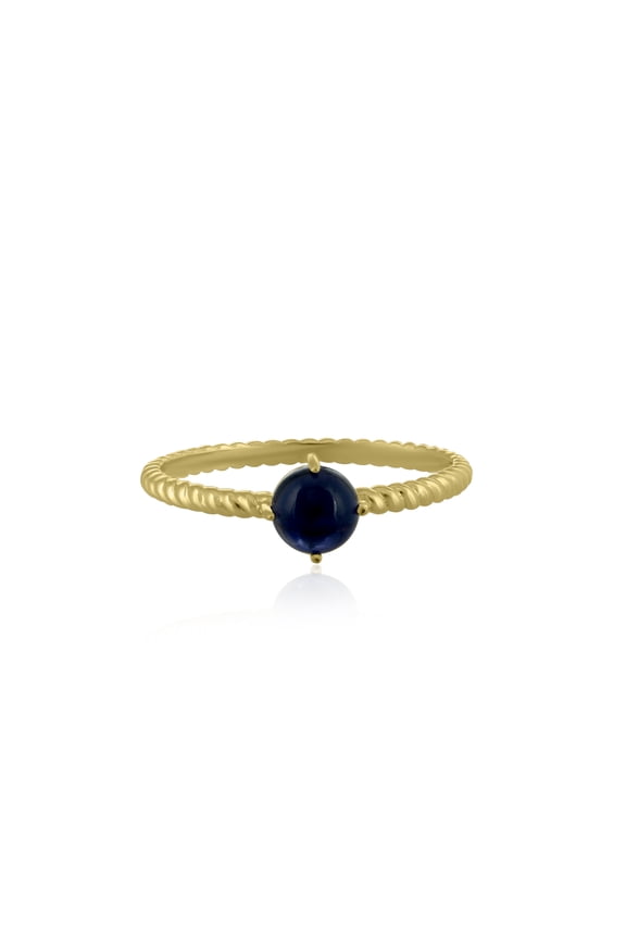 Maya 14k Gold Round Solitaire Iolite Gemstone Stackable Ring