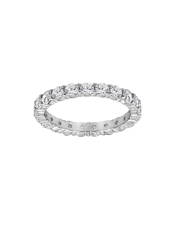 Rhodium Plated Sterling Silver 2.5 ct Round Cut Cubic Zirconia Eternity Ring, Size 7