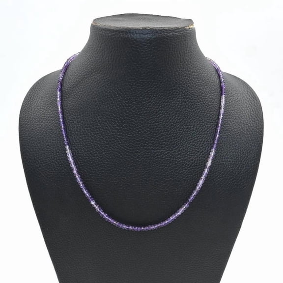 THE GEMS GRID Natural Amethyst Faceted Beads Necklace | Shaded Amethyst Round Beaded Choker | Handmade Gemstone Jewelry | Elegant Gift for Women | 925 Sterling Silver