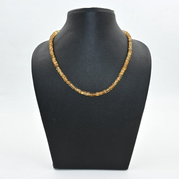 THE GEMS GRID Natural Citrine Heishi Beads Necklace | 4-5.5mm Smooth Citrine Beaded Choker | 925 Sterling Silver | Gemstone Surfer Necklace | Elegant Wedding & Gift Jewelry
