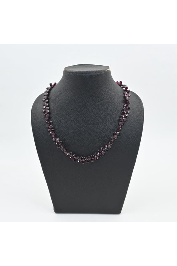 Natural Garnet Pear Shape Necklace | Smooth Red Garnet Beads | 925 Sterling Silver | High-Quality Crystal Jewelry for Women | Spiritual Growth & Healing Gift