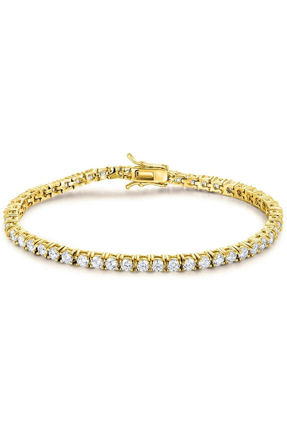 18K Gold Plated 3.0 Cubic Zirconia Classic Graduate Tennis Bracelet for Women Girls 7 inch
