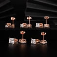 thumbnail image 1 of GEMSME 18K Rose Gold Plated Princess Cut Clear Cubic Zirconia Stud Earrings Set for Women Men 3mm/4mm/5mm/6mm/7mm, 1 of 6