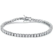 GEMSME 18K White Gold Plated 3MM Cubic Zirconia Classic Graduation Tennis Bracelet for Women Men Girls 6 inch