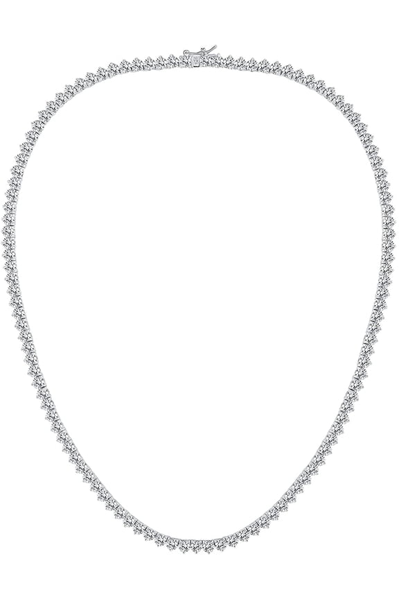 18K White Gold Plated 4.0mm Round Cubic Zirconia 3 Prong Classic Tennis Necklace 14/16/18/20/22/24 Inch