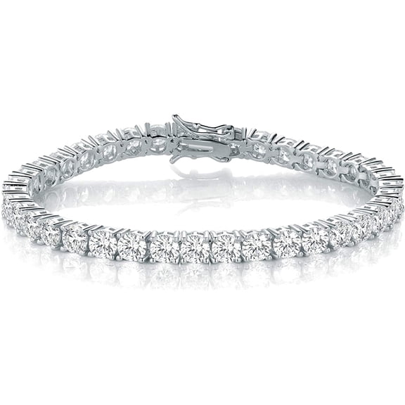 GEMSME Tennis Bracelets for Women Cubic Zirconia Bracelet 18K White Gold Plated 4MM Round CZ Dainty Jewelry 8.5 Inch