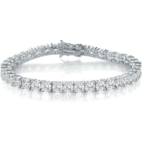 GEMSME 18K White Gold Plated 5MM Cubic Zirconia Classic Graduation Tennis Bracelet for Women Men Girls 8.0 inch