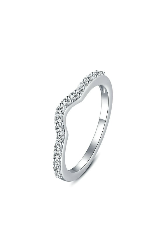 18K White Gold Plated Round Cubic Zirconia single row ring stacking extension for Women Size 11.5