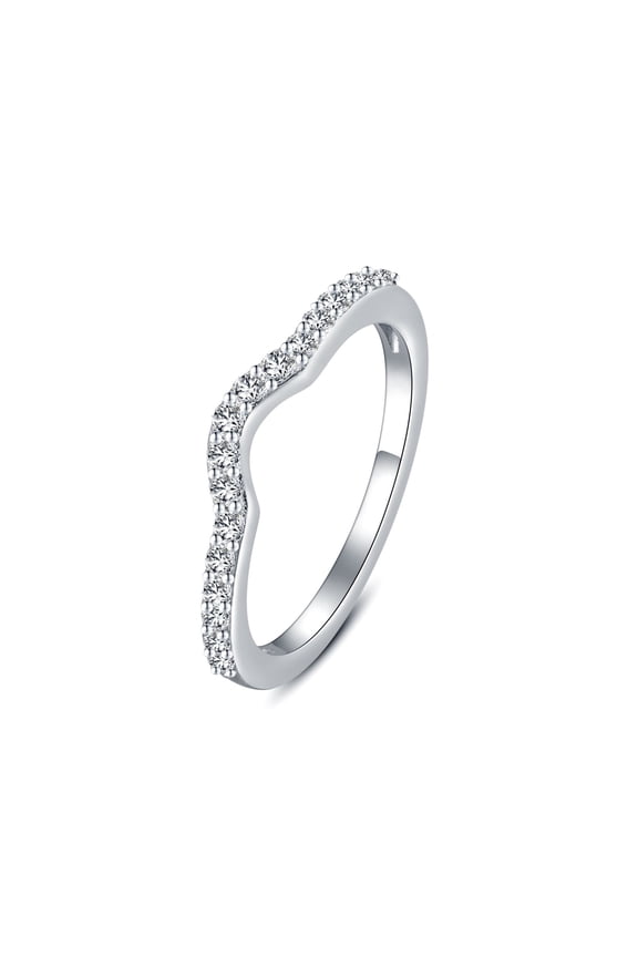 18K White Gold Plated Round Cubic Zirconia single row ring stacking extension for Women Size 8.5