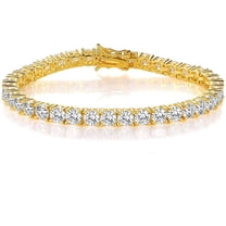 GEMSME Tennis Bracelets for Women Cubic Zirconia Bracelet 18K Yellow Gold Plated 4MM Round CZ Dainty Jewelry 6 Inch