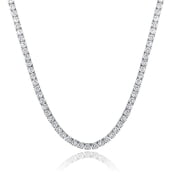 GEMSME Tennis Necklace for Women 18K White Gold Plated 4mm Round Cut Cubic Zirconia Faux Diamond Tennis Chain for Men 16 inches